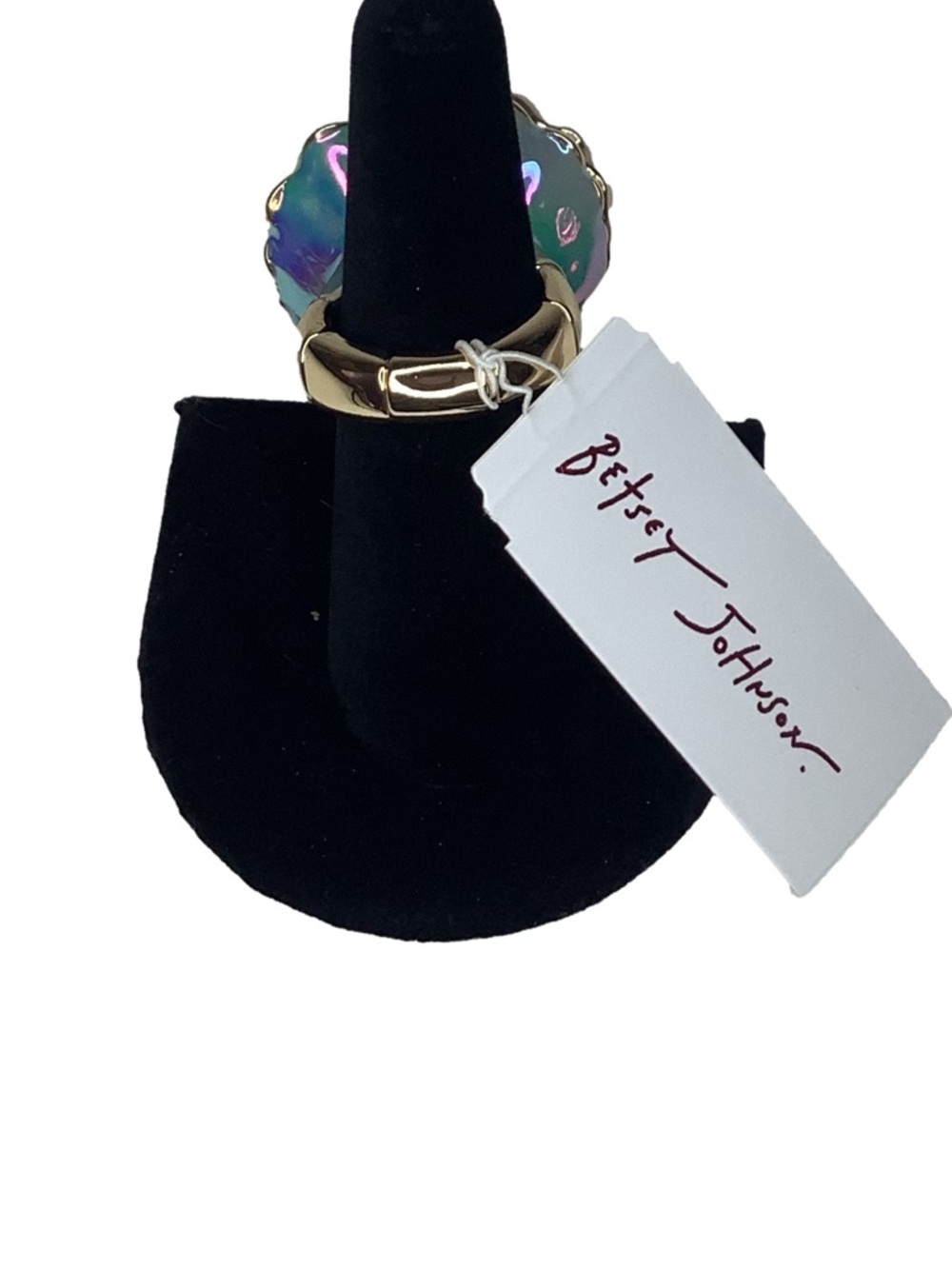 Betsey Johnson Sea Life Crystal Clam Shell Stretch Ring New - Picture 4 of 5